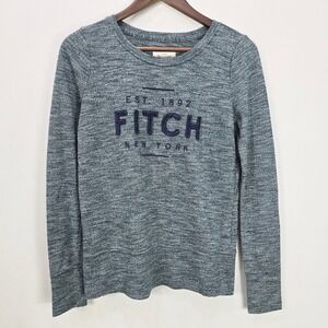 Abercrombie & Fitch Graphic Sweatshirt XS Green Long‎ Sleeve Raised Logo Preppy